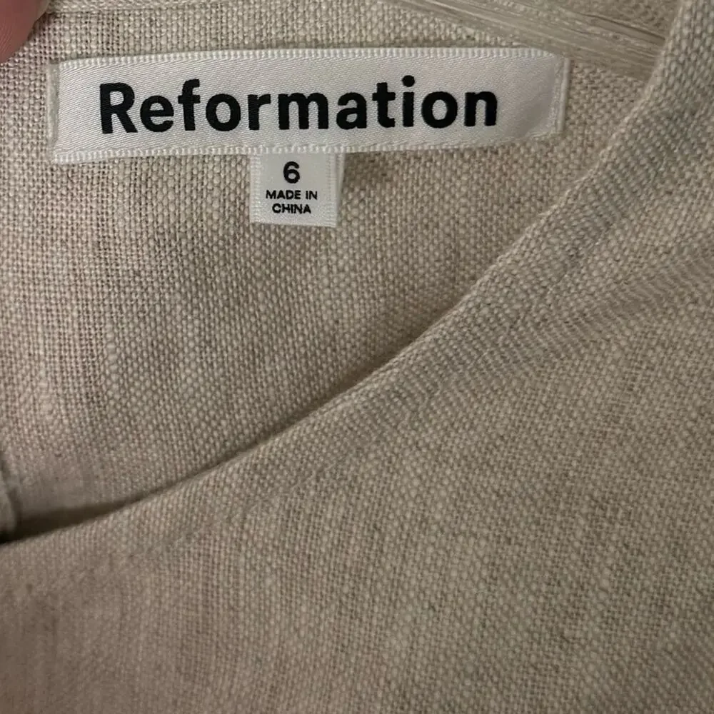Reformation Naomi Linen Jumpsuit in Oatmeal 6